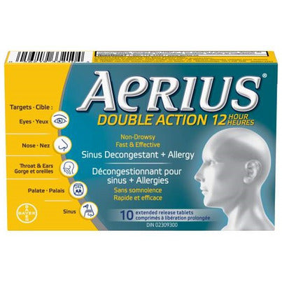 Aerius Allergy & Decongestant Tablets 12-Hour Relief, 10-Pack