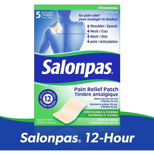 Salonpas 12-Hour Pain Relief Patches, 5-Pack