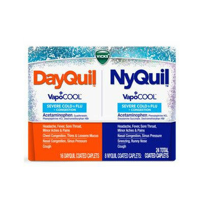 VapoCOOL DayQuil & NyQuil Severe Cold & Flu Caplets, 24 Count
