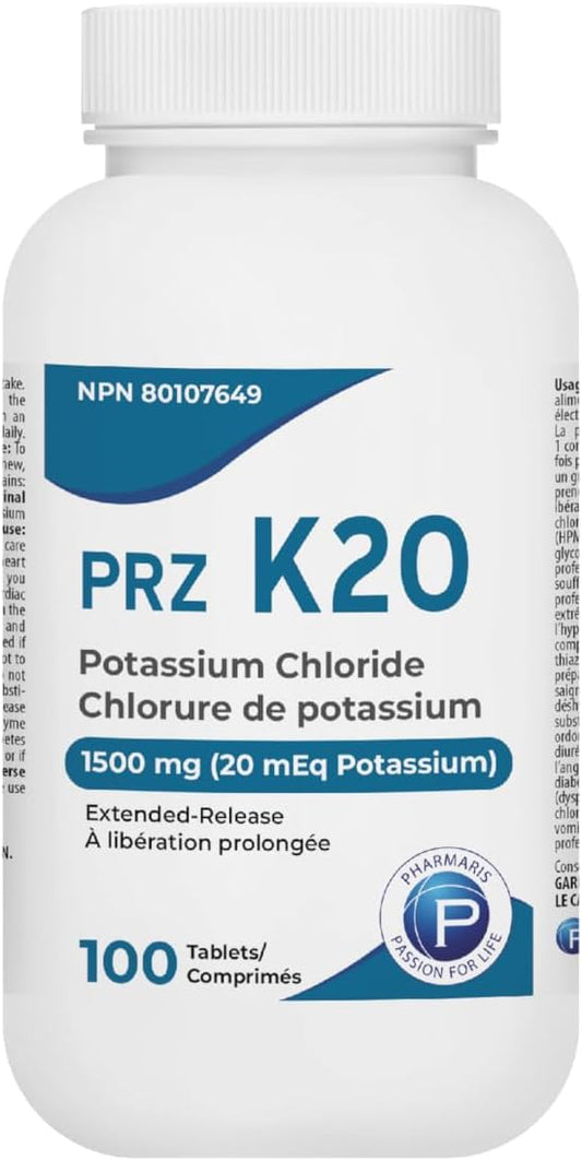 Potassium Chloride 1500mg (20mEq) - 100 Tablets