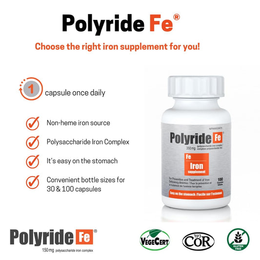 Polyrider Fe Iron Supplement Capsules 100 Count