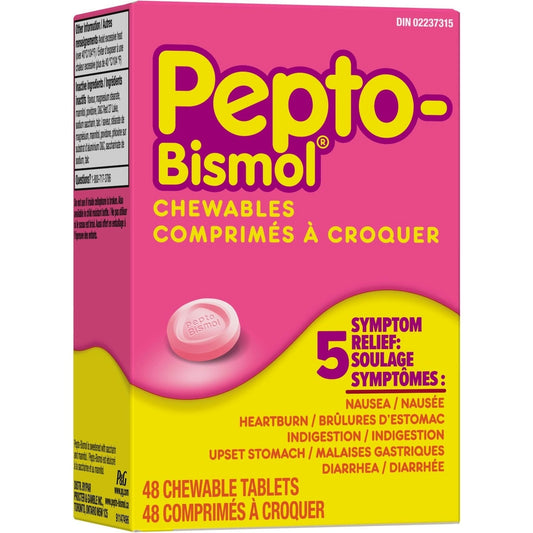 Pepto Bismol Chewable Digestive Relief Tablets, 48 Pack