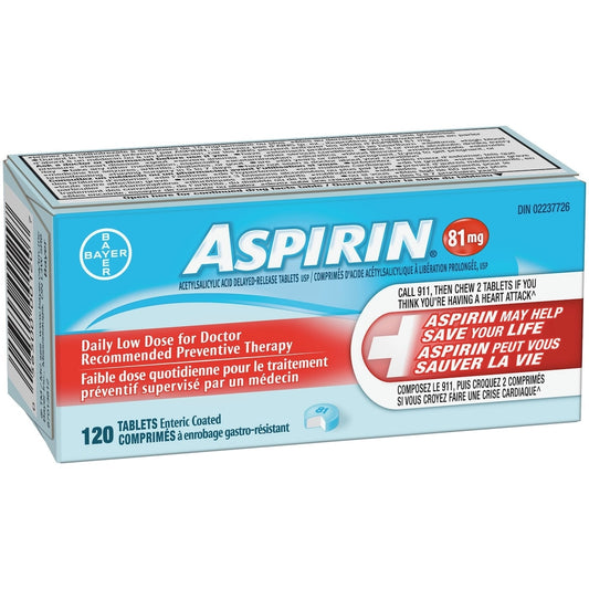 Aspirin 81mg Enteric Coated Tablets, 120 Count