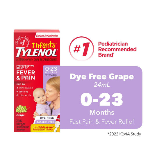 Infants' Tylenol Dye-Free Grape Pain & Fever Relief Drops 24mL
