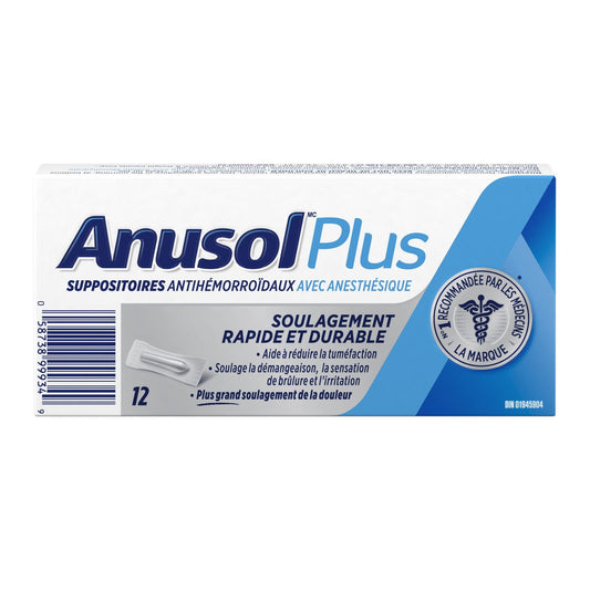 Anusol Plus Hemorrhoid Relief Suppositories 12 Pack