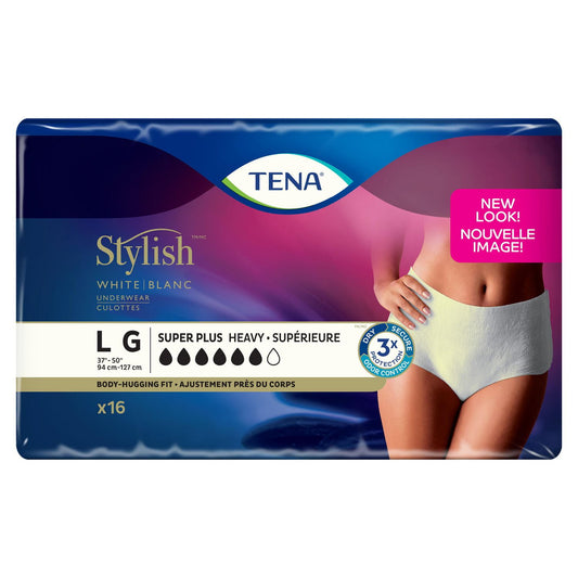 TENA STYLISH WH UNDW SUPER PLUS L 16