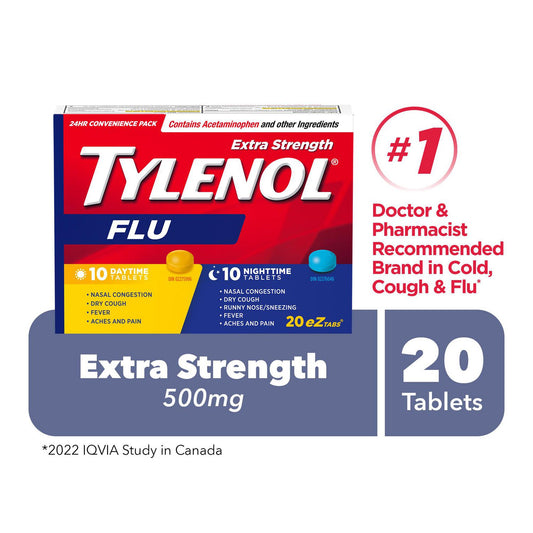 Tylenol Extra Strength Flu Day & Night Tablets, 20 Pack