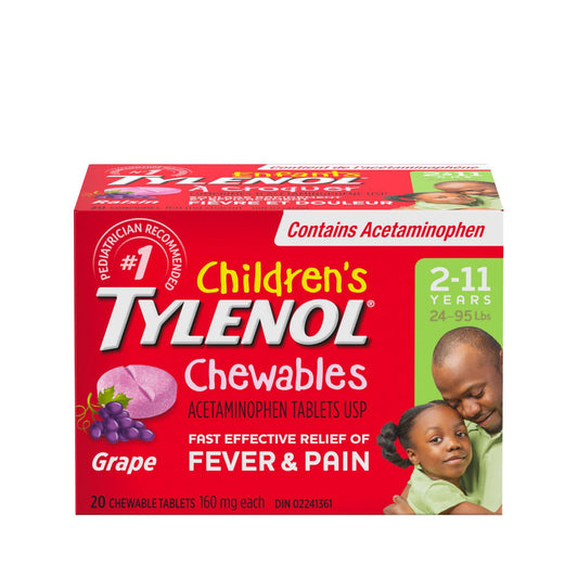 Children's Tylenol Chewable Tablets Grape 20 Count