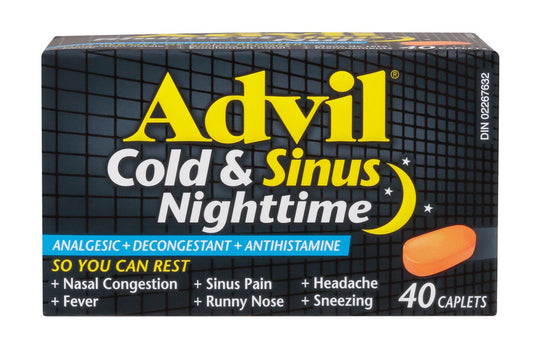 Advil Cold & Sinus Nighttime Caplets, 40 Pack