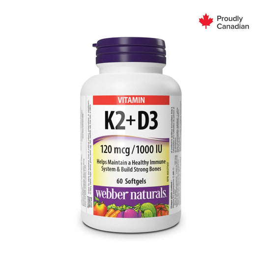 Vitamin K2 + D3 120mcg/1000IU Softgels, 60 Count