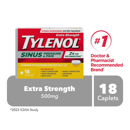Extra Strength Sinus Pressure & Pain Relief Caplets, 18-Pack
