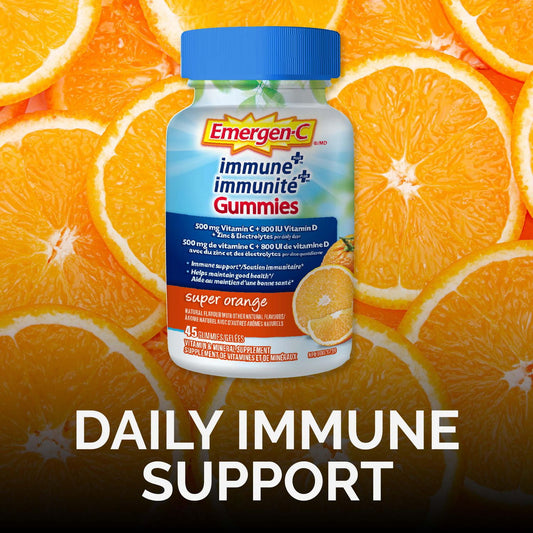 Emergen-C Immune+ Super Orange Gummies 45 Count