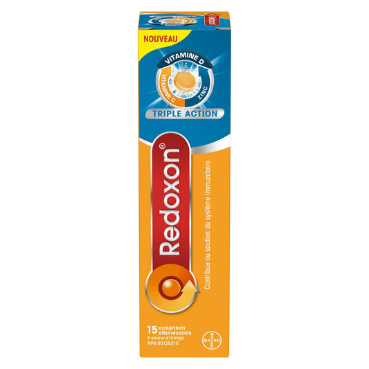 Triple Action Immune Support Vitamin C Effervescent Tablets, Orange, 15 Count