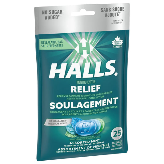 Sugar-Free Assorted Mint Cough Drops, 25 Count