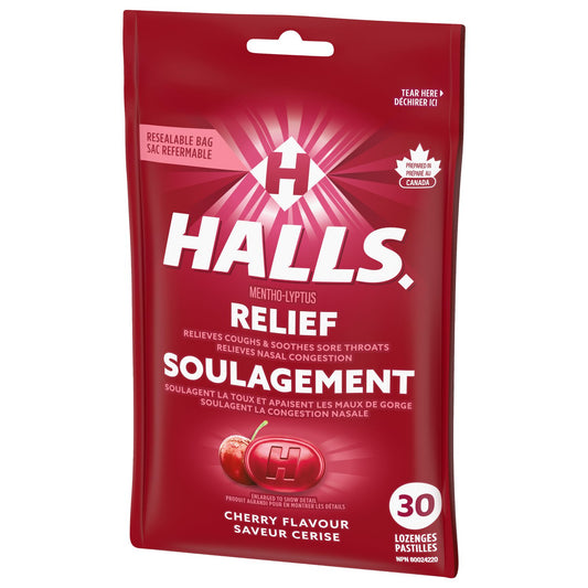 Cherry Menthol Cough Drops, 30 Lozenges