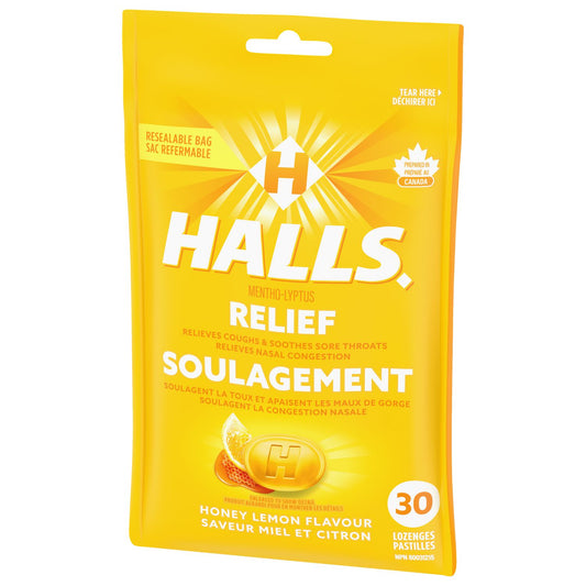 Menthol Honey Lemon Cough Drops, 30 Count