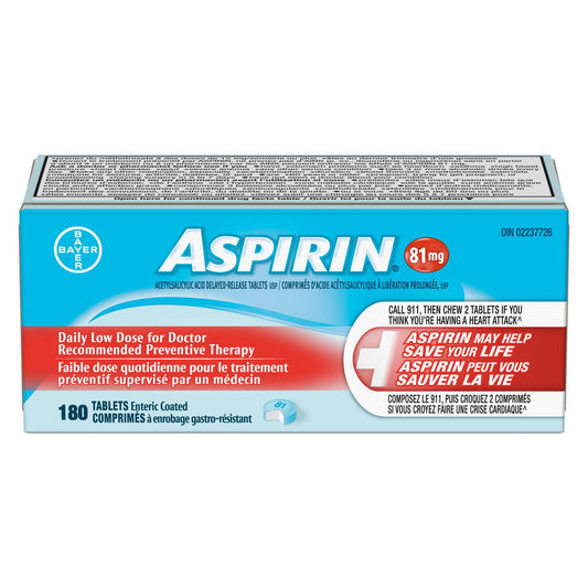 Aspirin 81mg Enteric Coated Tablets, 180 Count