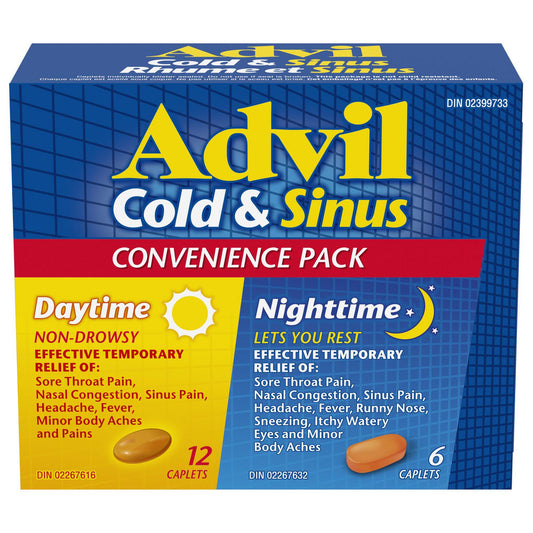Advil Cold & Sinus Day/Night Relief Caplets, 18-Pack