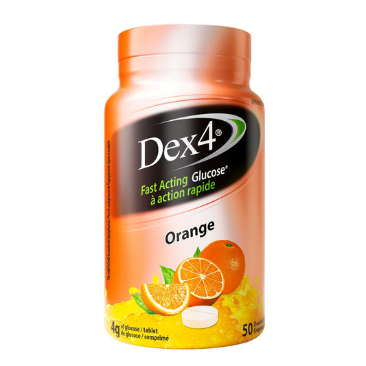 Orange Glucose Tablets Bottle, 50 Count