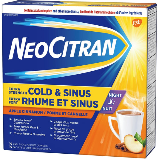 Extra Strength Cold & Sinus Night Apple Cinnamon 10-Pack