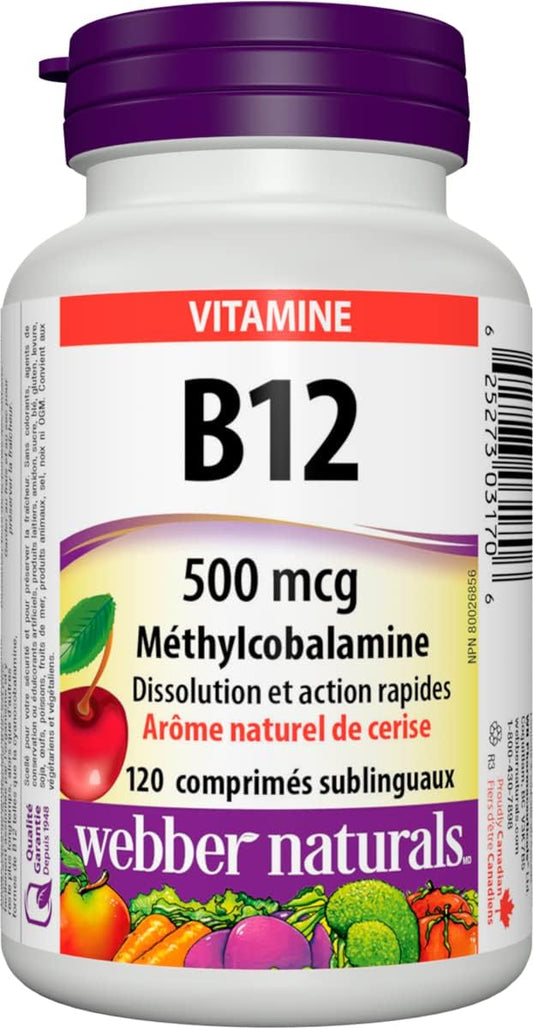 Vitamin B12 500mcg Cherry Sublingual Tablets 120 Count