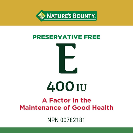 Vitamin E 400 IU Softgels, Preservative-Free, 100 Count