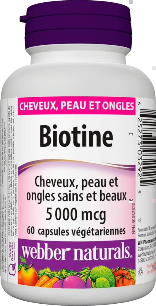 Biotin 5000 mcg Capsules 60 Count