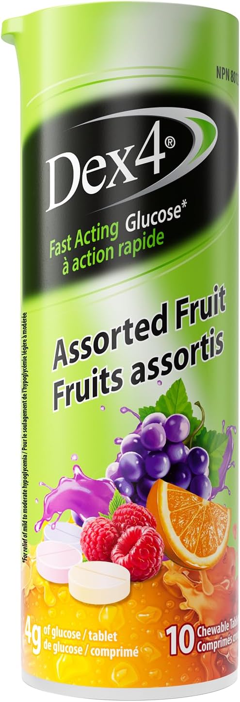 Dex-4 Assorted Fruit Glucose Tablets, 12 x 10-Count Travel Packs