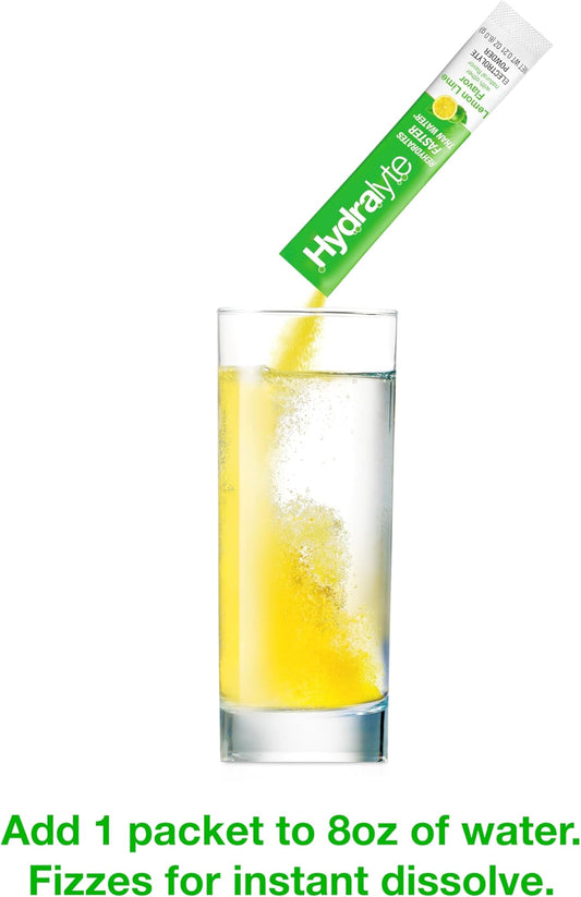 HYDRALYTE EFFERVESCENT GRANULE STICK-LEMON LIME 12'S
