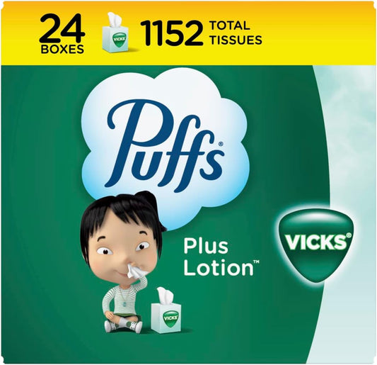 Puffs Plus Lotion Tissues with Vicks Scent, 48 Count
