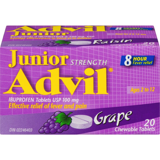 Advil Junior Strength Chewable Tablets Grape 20ct