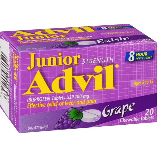 Advil Junior Strength Chewable Tablets Grape 20ct