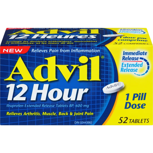 Advil 12 Hour Ibuprofen Tablets, 52 Count