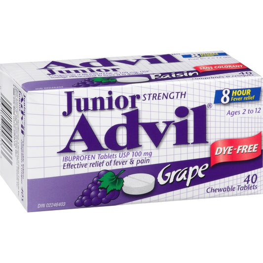 Children's Advil Junior Strength Grape Dye-Free Chewables 40 Tablets