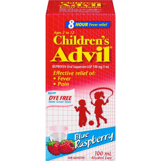 Children's Advil Dye-Free Blue Raspberry Suspension 100mL