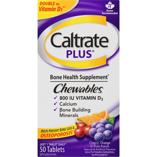 Caltrate Plus Chewable Tablets with Vitamin D3, 50 Count