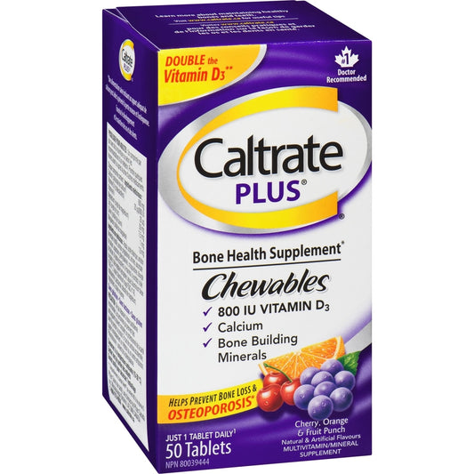 Caltrate Plus Chewable Tablets with Vitamin D3, 50 Count