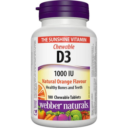 Vitamin D3 1000 IU Chewable Tablets Orange 180 Count