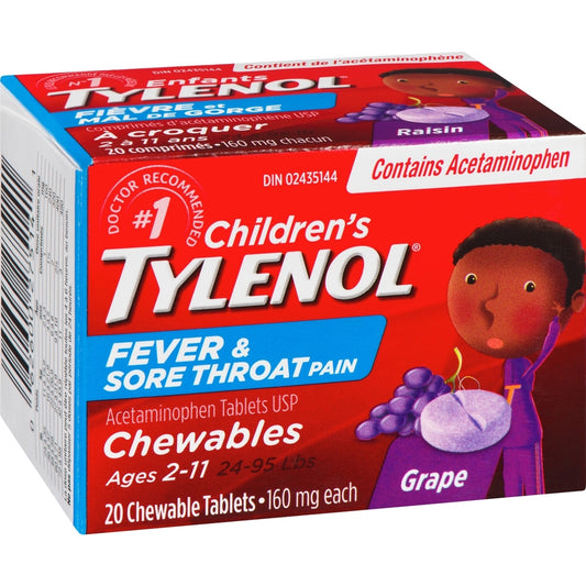 Children's Tylenol Grape Chewable Tablets, 20 Count