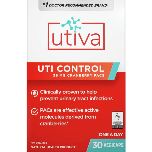 Utiva Cranberry PACs UTI Prevention Capsules 30 Count