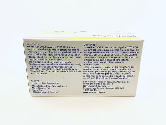 NovoFine 30G 8mm Pen Needles - 100 Pack