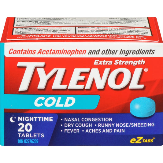 Tylenol Cold & Flu Nighttime Extra Strength Tablets, 20 Pack