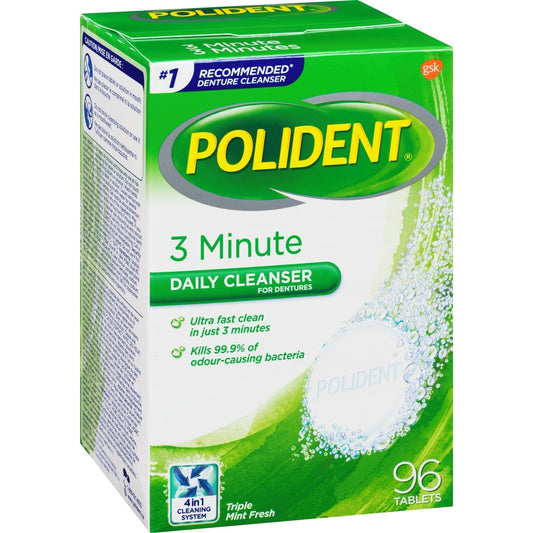 Polident 3-Minute Denture Cleaning Tablets 96 Pack