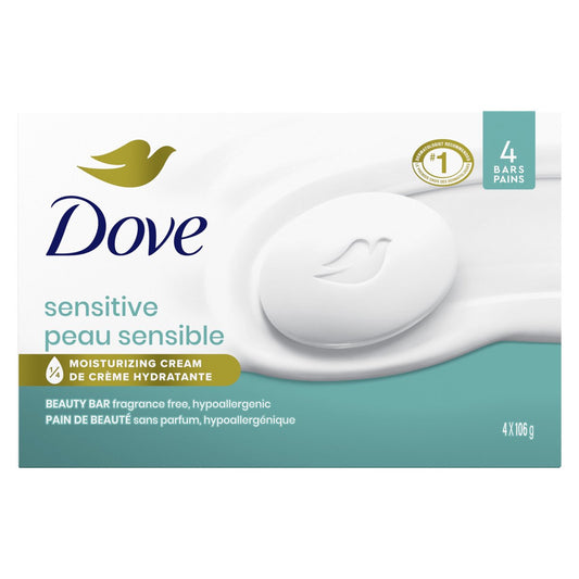 Dove Sensitive Skin Beauty Bar Soap 4-Pack (106g Each)