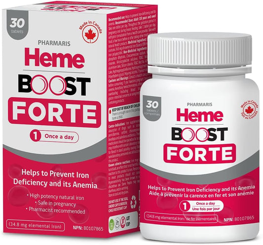 HemeBoost Forte 696mg Heme Iron Capsules, 30 Count