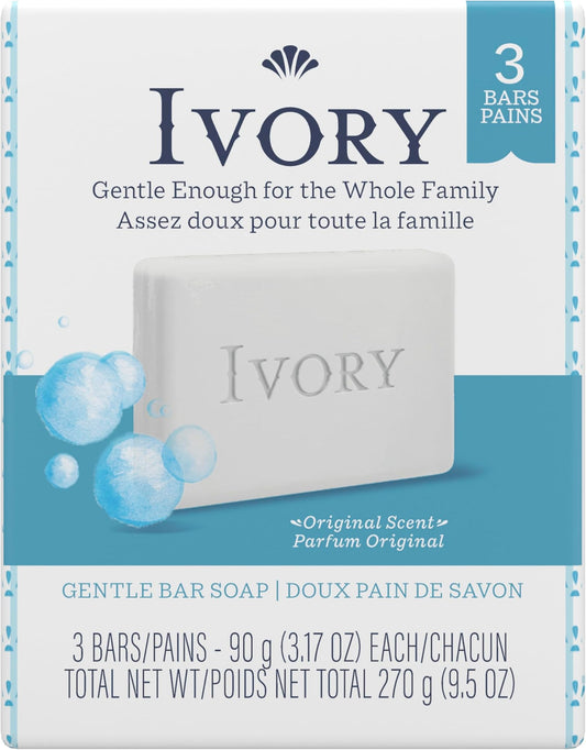 Ivory Gentle Bar Soap Original Scent, 270 g Total