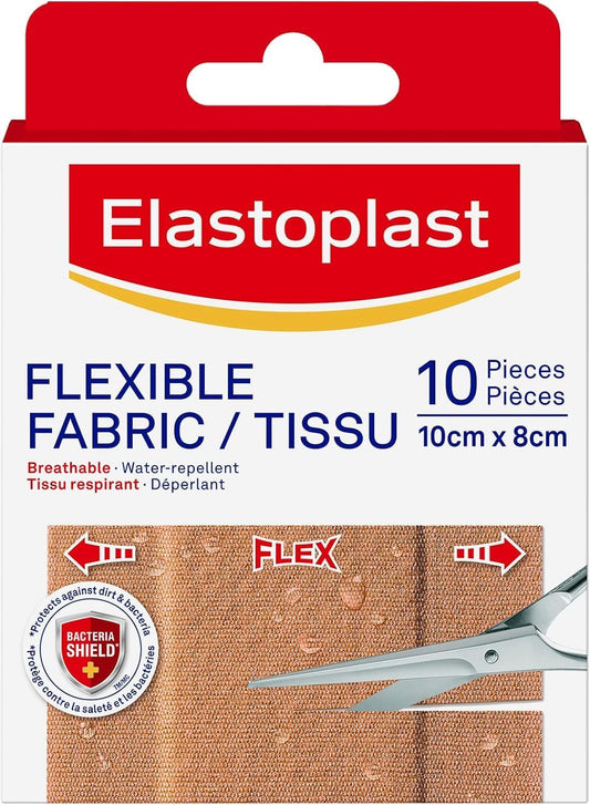 Flexible Fabric Dressing Strips 10cm x 8cm, 10 Pack