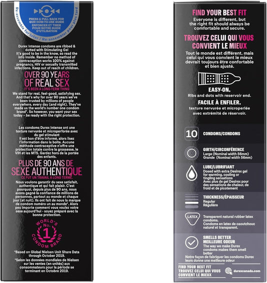 Intense Orgasmic Condoms, 10-Pack