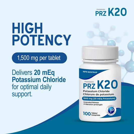 Potassium Chloride 1500mg (20mEq) - 100 Tablets