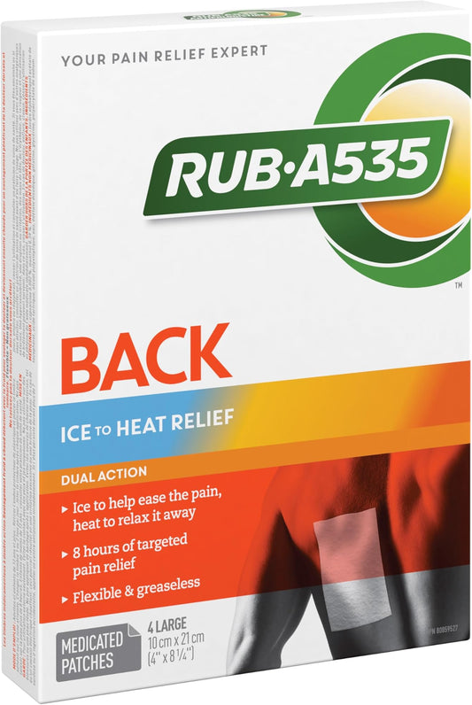 A535 Ice to Heat Back Pain Relief Patches, 4-Pack